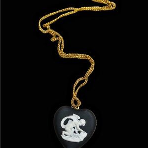 Vintage Wedgwood Black (rare color) and Gold Heart Necklace